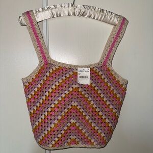 Cotton Emporium Multicolor Crochet Crop Top